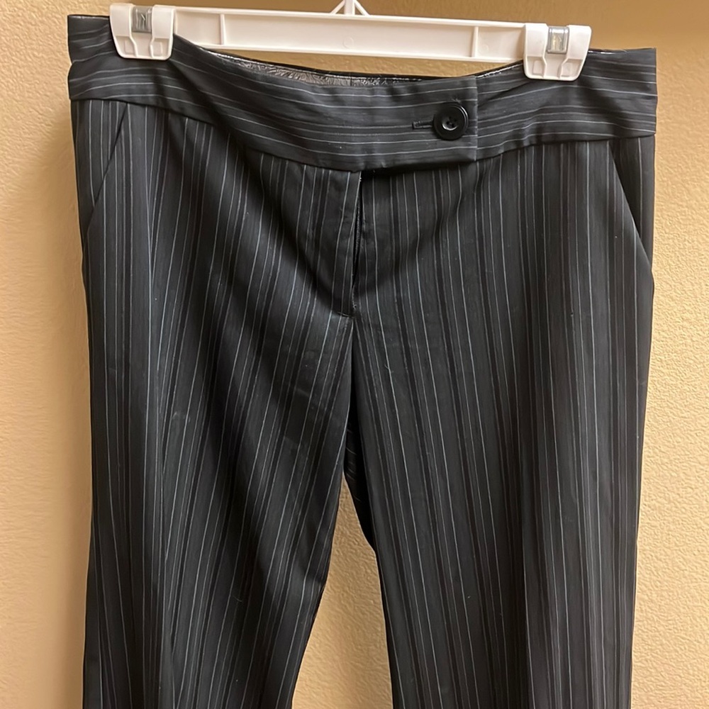 Black and grey pinstripe pants